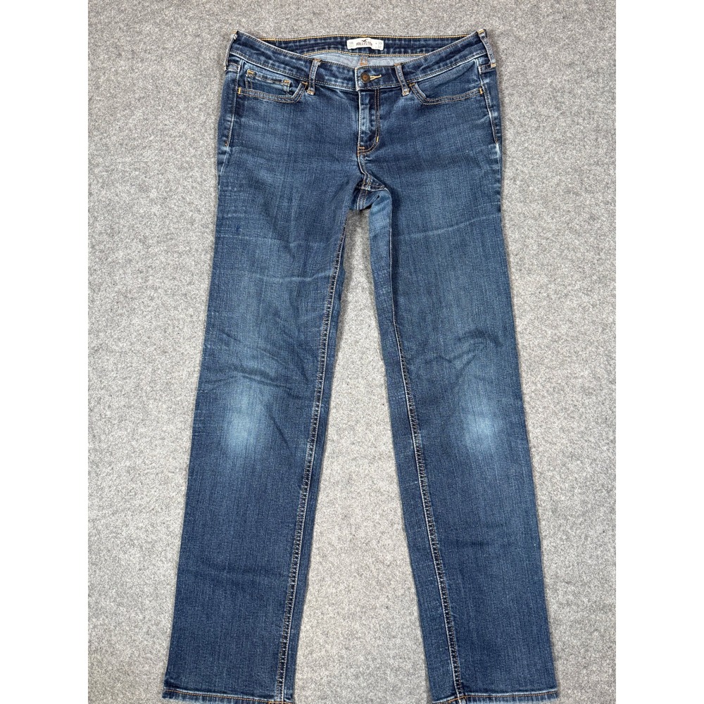 Hollister Womens 11R Blue Straight Leg Jeans W30 L32 Medium Wash Stretch Denim